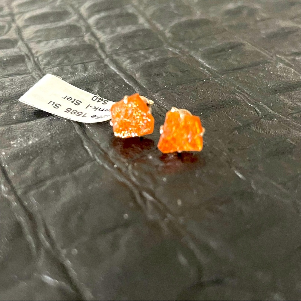 Sterling silver 925 one of a kind Sunstone rough earrings